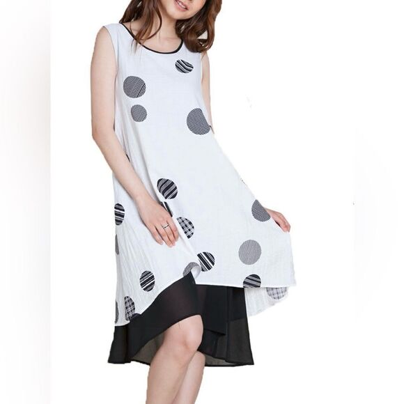 Patrizia Luca Milano Sleeveless Layered Multi Dot Dress Size M - Picture 1 of 9